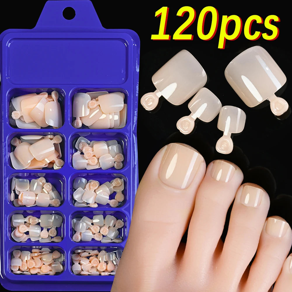 Ongles d’orteils Hotpress     Ongles carrés                  Couverture complète Faux ongles       Conseils pour l’été                 Pointe d’ongle Extension 120 pcs divers couleurs