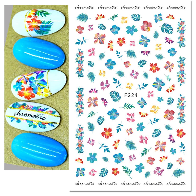 Autocollants 3D pour art des ongles , rose clair, violet, pétales de fleurs, décalcomanies pour décoration de manucure, salon de beauté, été