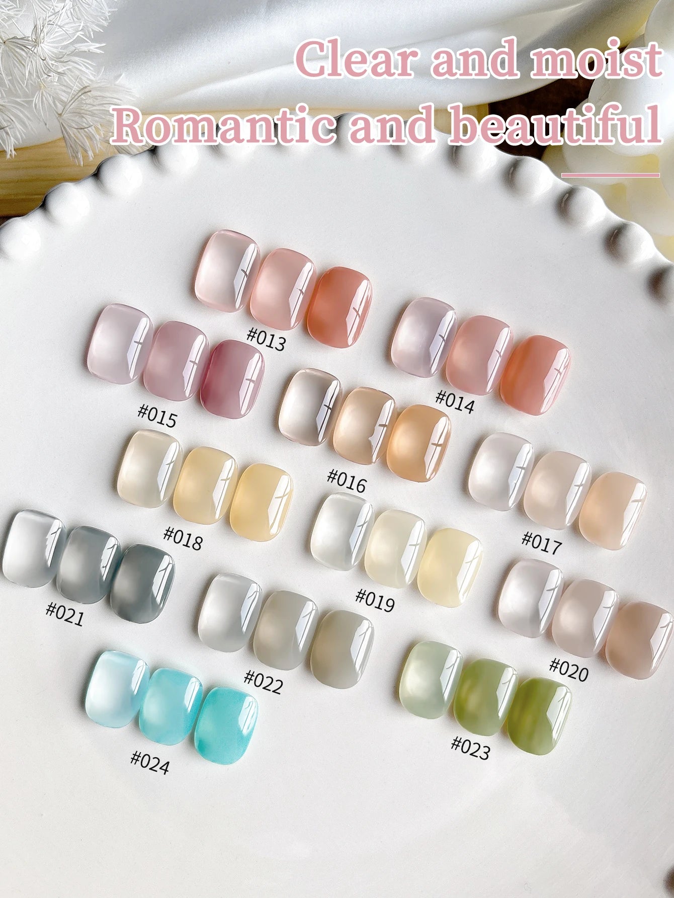 Vernis à ongles Semi-permanent Nail Art Trempage UV LED Nail Salon DIY Nail Salon Gel pour le printemps 24Pcs 15ML Ice-through Color Gel
