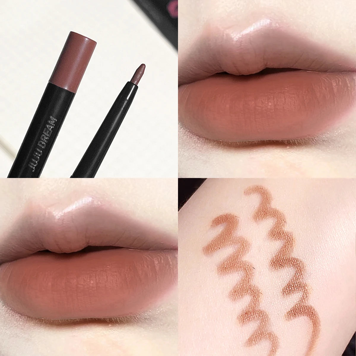 Crayon à lèvres coloré, pêche brun baie, tasse antiadhésive nude durable, rouge à lèvres tenant un crayon à lèvres de maquillage, couleur lisse trois dimensions