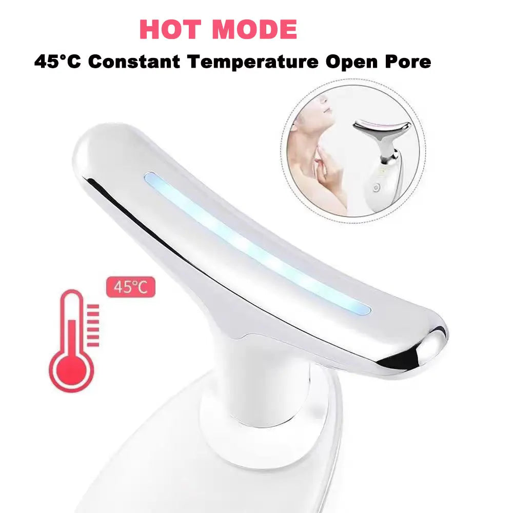 Masseur électrique pour le visage et le cou, 3 couleurs/7 couleurs, dispositif de raffermissement de la peau, Instrument de beauté LED, dissolvant de rides