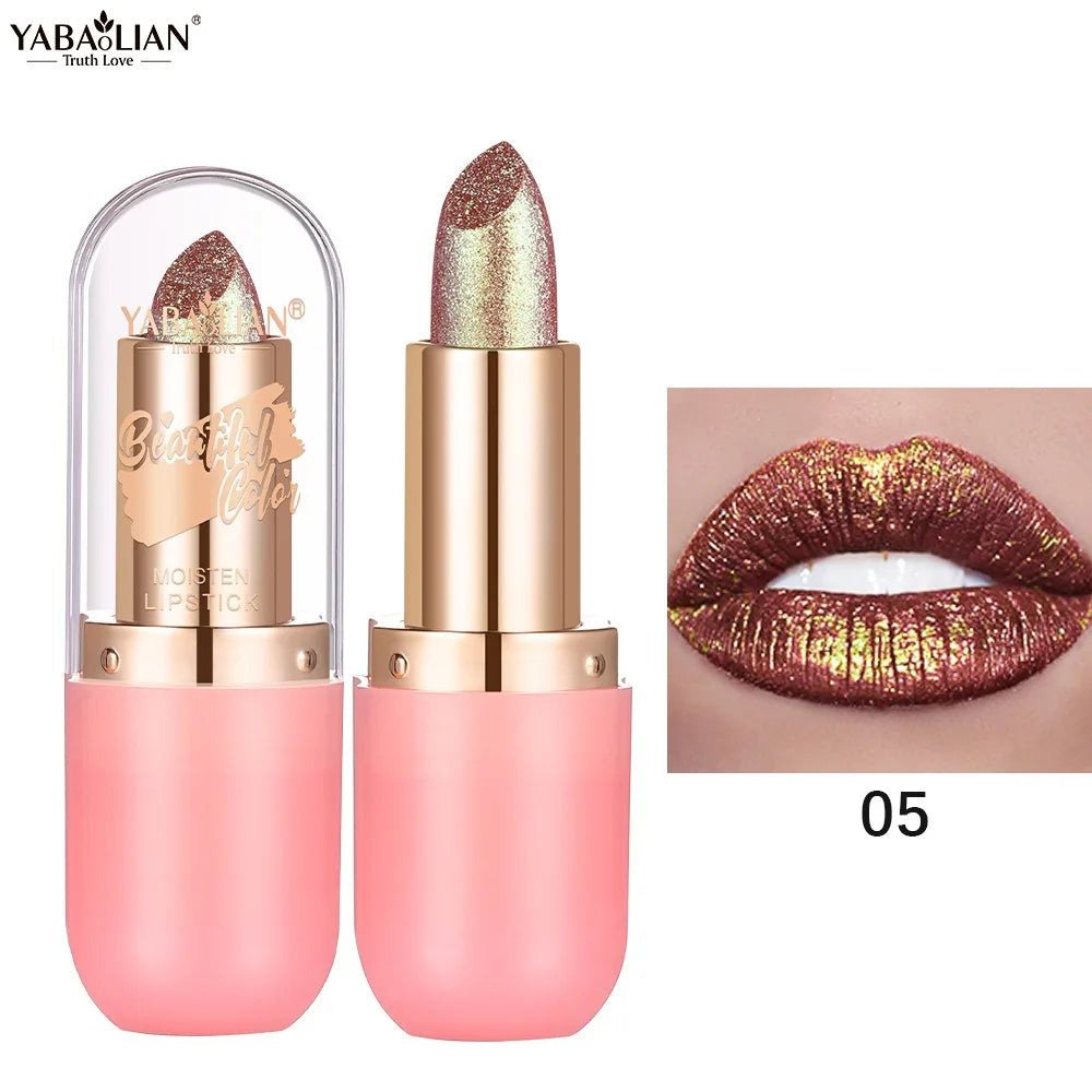 Rouge à lèvres caméléon Violet métallique, couleur changeante, mat, paillettes, diamant, imperméable, perle brillante, brillant, maquillage Sexy