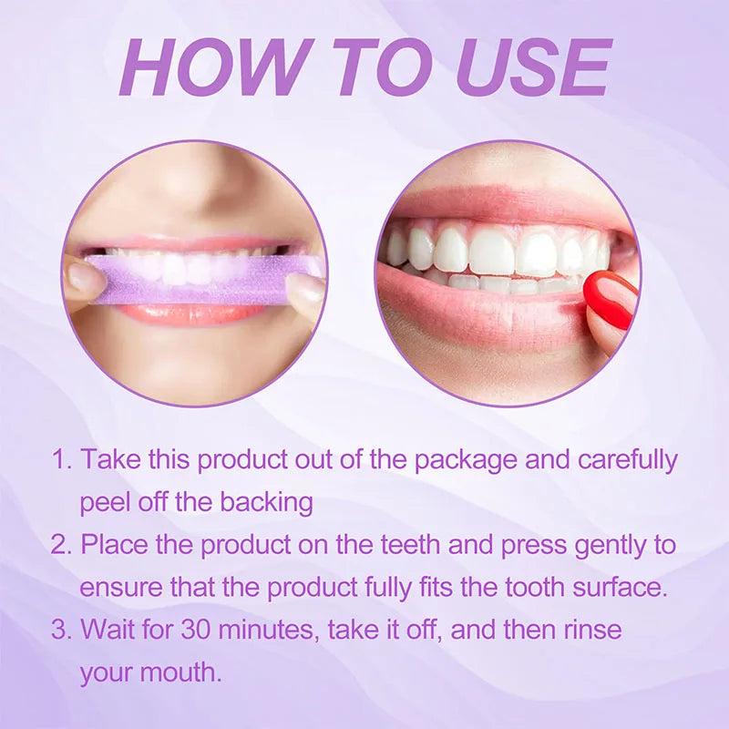 Bandes de blanchiment des dents violettes Brighteni Dent Améliorer le jaunissement dentaire Nettoyage du sourire lumineux Hygiène buccale Bande de blanchiment des dents