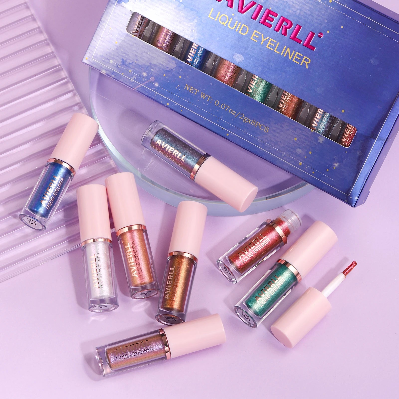 Ensemble d’eyeliners caméléon, 8 couleurs, fard à paupières liquide à paillettes imperméable longue durée, pas de taches, séchage rapide