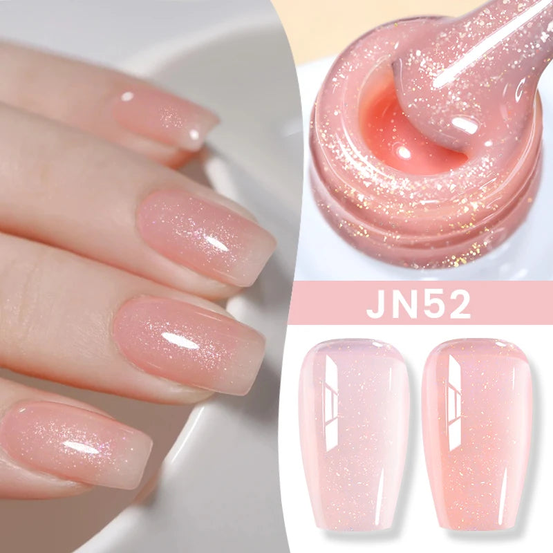 BORN PRETTYvernis à Ongles Gel, Semi Transparent, Soak Off UV LED, Vernis à Ongles Nude, N64.Gel Varjuvening,Art des ongles, 50 Couleurs, 10ml