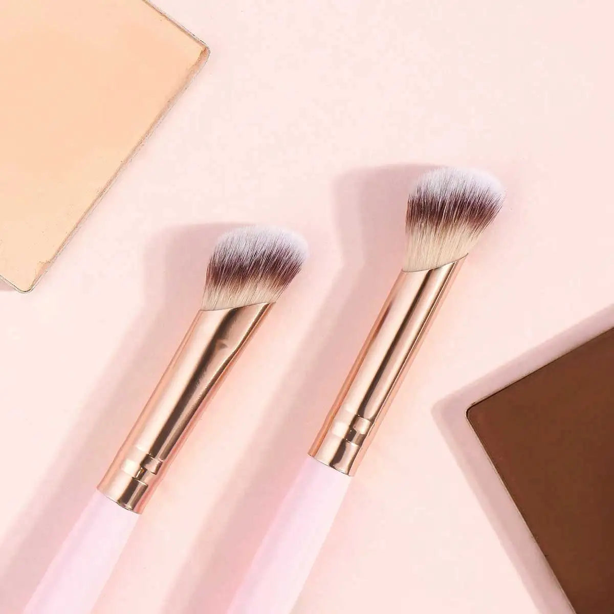 Ensemble de pinceaux de maquillage de base, 4 pièces, avec boîte, fond de teints à double extrémité, poudre, Blush, détails pour pinceaux de fard à paupières, voyage pour débutants
