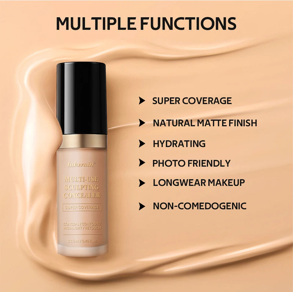 Lakerain – correcteur imperméable, 5 couleurs, fond de teint mat, haute couverture, contrôle de l'huile, pour cicatrices d'acné et cernes, cosmétiques