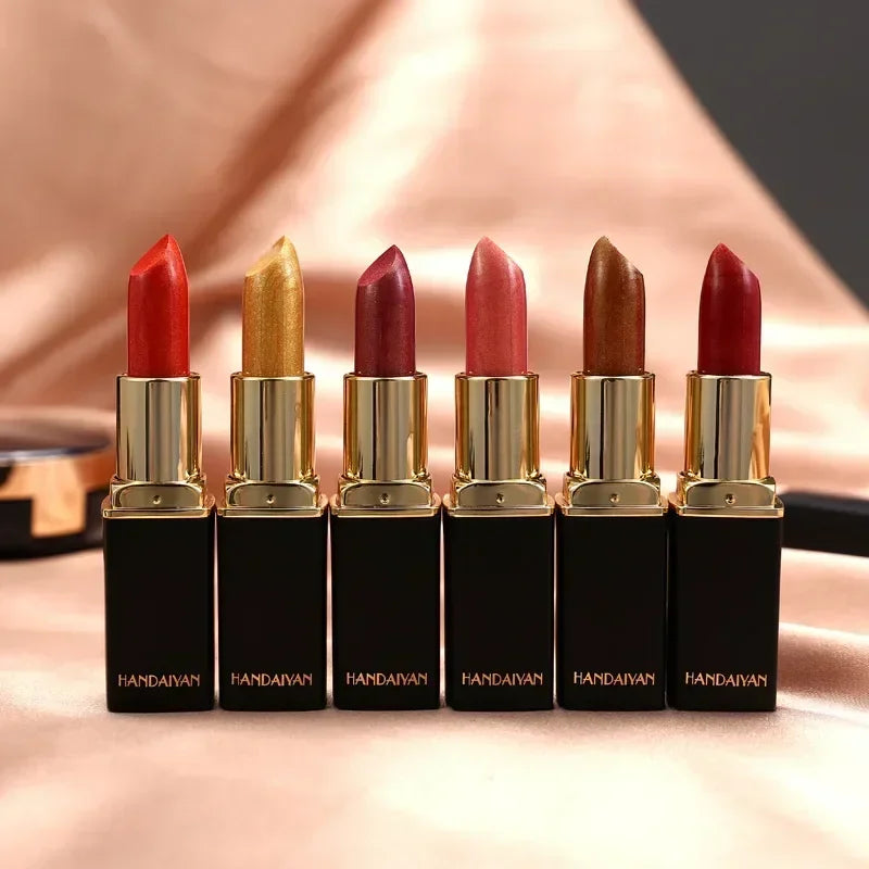 Rouge à lèvres métallique Pearl Changing 9 couleurs Long-Dury brillant plaqué or chaud sirène Maggie rouge à lèvres pour femmes