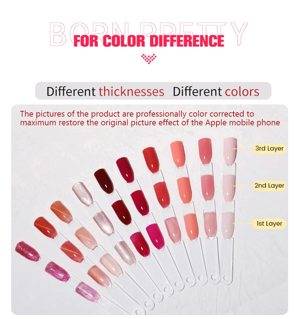 BORN PRETTYvernis à Ongles Gel, Semi Transparent, Soak Off UV LED, Vernis à Ongles Nude, N64.Gel Varjuvening,Art des ongles, 50 Couleurs, 10ml
