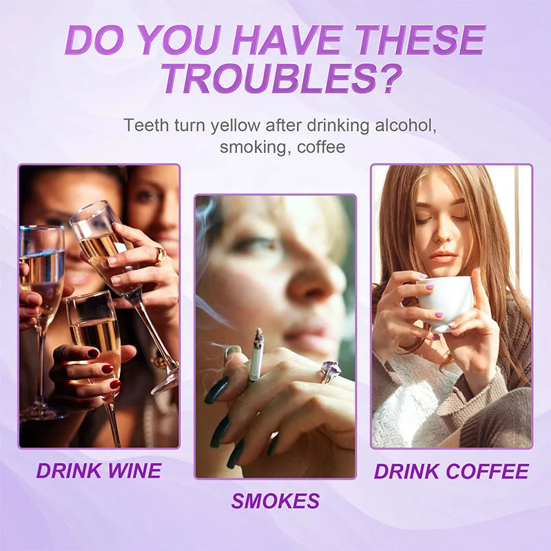 Bandes de blanchiment des dents violettes Brighteni Dent Améliorer le jaunissement dentaire Nettoyage du sourire lumineux Hygiène buccale Bande de blanchiment des dents