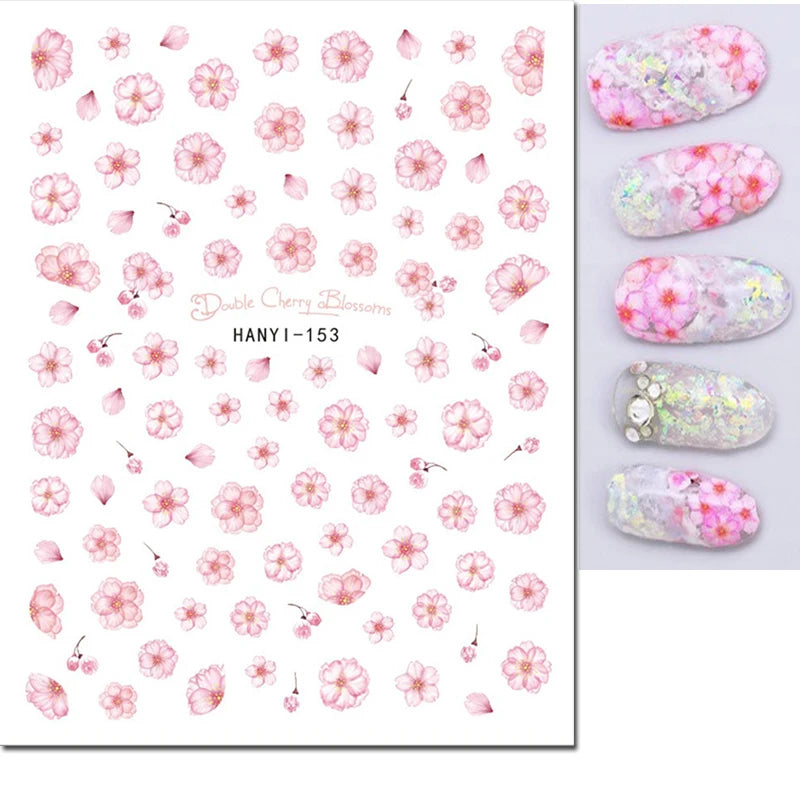 Autocollants 3D pour art des ongles , rose clair, violet, pétales de fleurs, décalcomanies pour décoration de manucure, salon de beauté, été