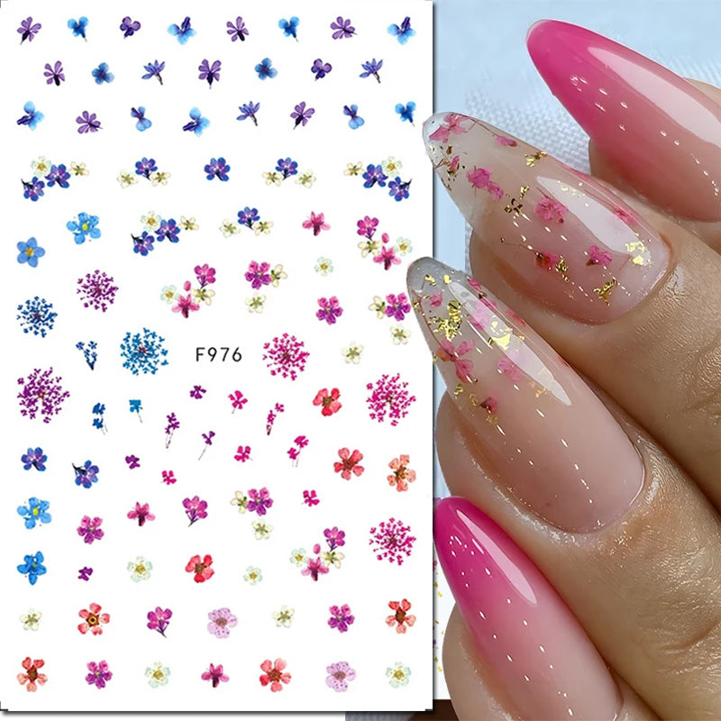 Autocollants 3D pour art des ongles , rose clair, violet, pétales de fleurs, décalcomanies pour décoration de manucure, salon de beauté, été