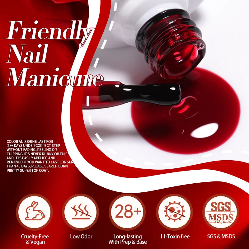 BORN PRETTYvernis à Ongles Gel, Semi Transparent, Soak Off UV LED, Vernis à Ongles Nude, N64.Gel Varjuvening,Art des ongles, 50 Couleurs, 10ml