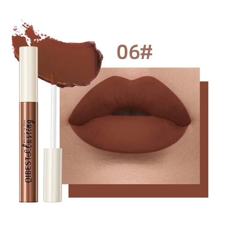 QIBEST 24 couleurs Rouge à lèvres liquide mat Imperméable Velours longue durée Brillant à lèvres rouge Teinte Maquillage Rouges à lèvres cosmétiques Brillants à lèvres
