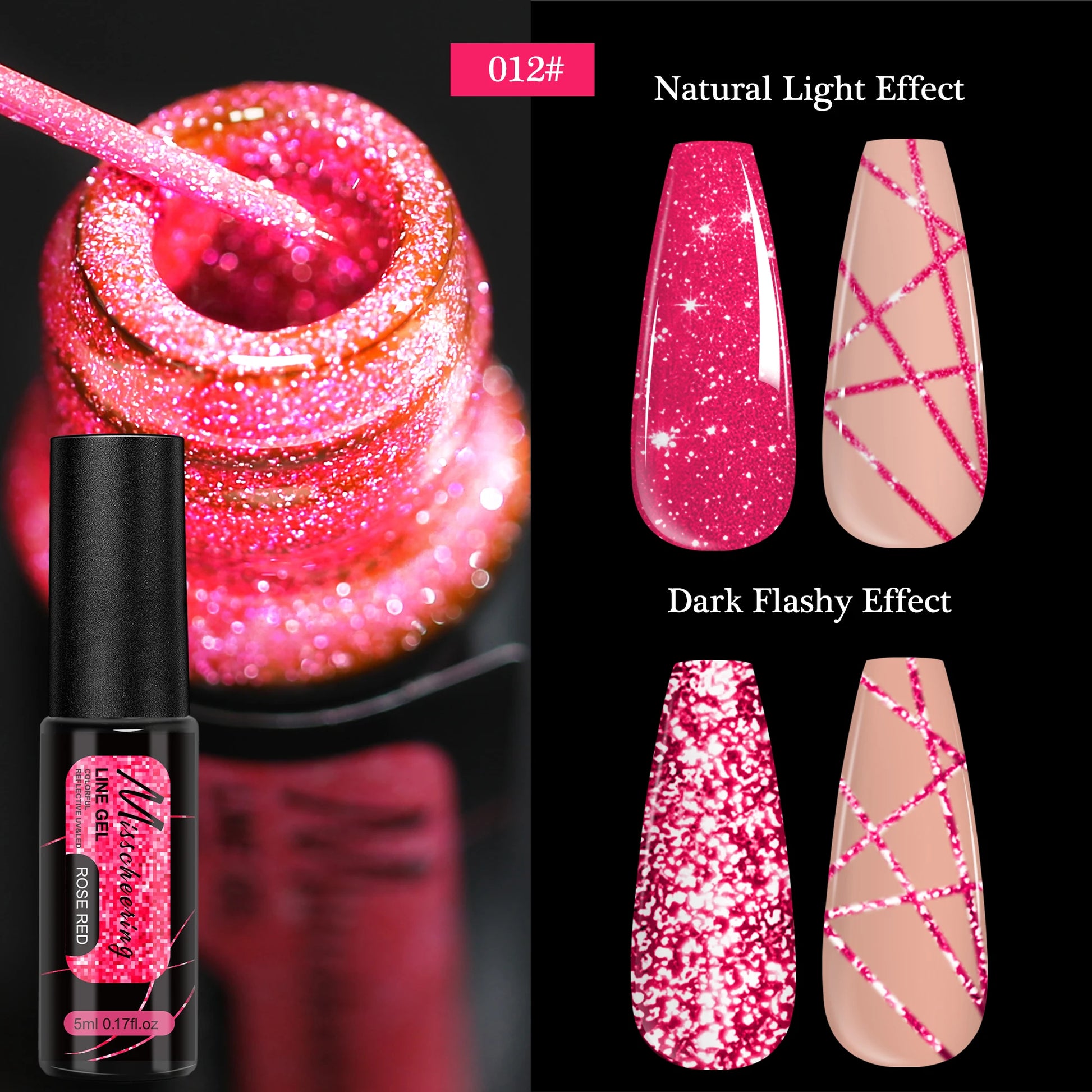 Gold Silver Glitter Liner Gel Nail Polish Super Bright Sparkling Glow In Dark French Line Semi Permanent Nail Painting UV Gel