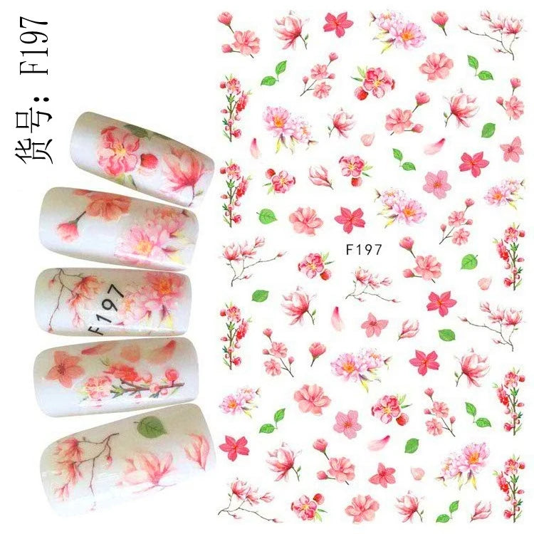 Autocollants 3D pour art des ongles , rose clair, violet, pétales de fleurs, décalcomanies pour décoration de manucure, salon de beauté, été