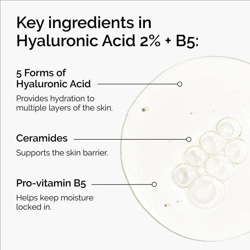 Acide hyaluronique 2 % + sérum hydratant B5 avec essence de céramides liquides de décoloration des lignes fines raffermissent et nourrissent la peau sensible 30ML