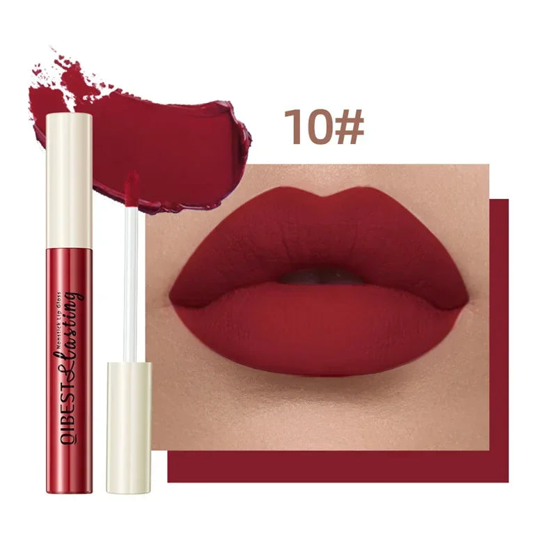 QIBEST 24 couleurs Rouge à lèvres liquide mat Imperméable Velours longue durée Brillant à lèvres rouge Teinte Maquillage Rouges à lèvres cosmétiques Brillants à lèvres