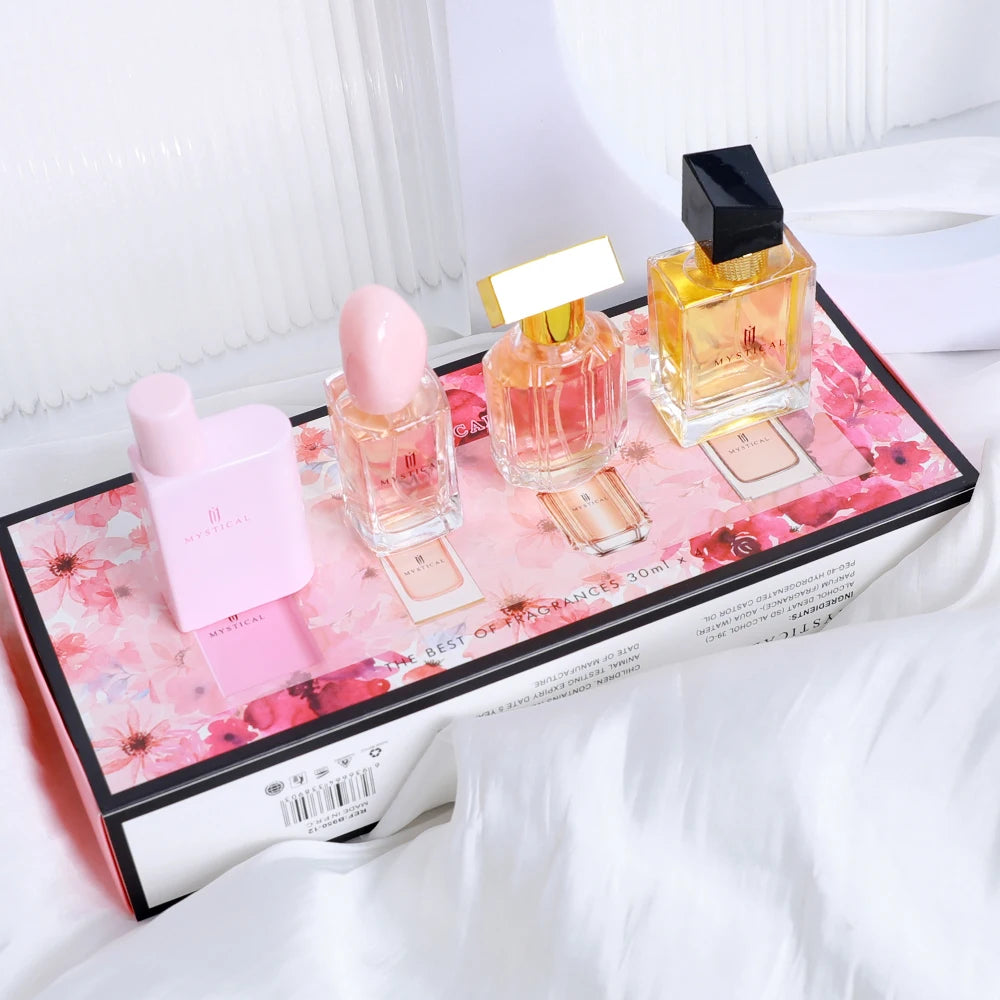 Parfum de luxe pour femmes, Eau de Parfum Femme, coffret cadeau 4 pièces, 100 ml, parfum floral naturel en spray