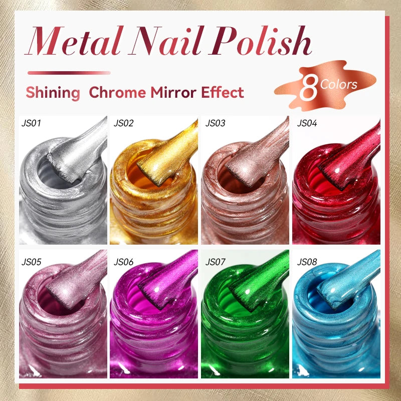 LILYCUTE 7ml Ultra Shine Vernis à ongles en métal longue durée Effet métallique Nail Art Vernis Bouteille en verre Séchage rapide à l’air