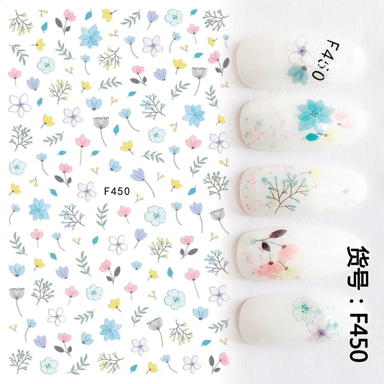 Autocollants 3D pour art des ongles , rose clair, violet, pétales de fleurs, décalcomanies pour décoration de manucure, salon de beauté, été