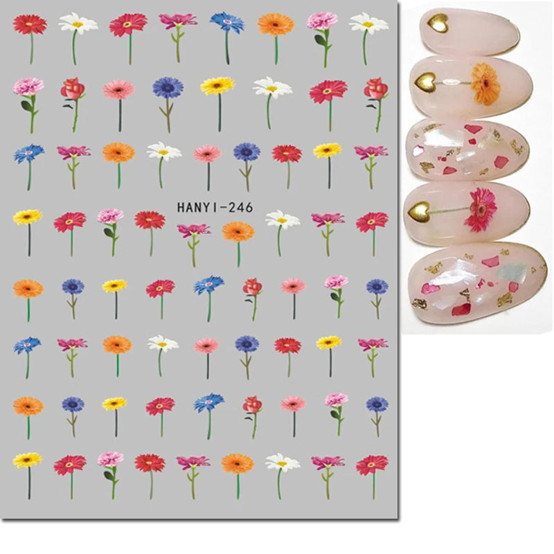 Autocollants 3D pour art des ongles , rose clair, violet, pétales de fleurs, décalcomanies pour décoration de manucure, salon de beauté, été