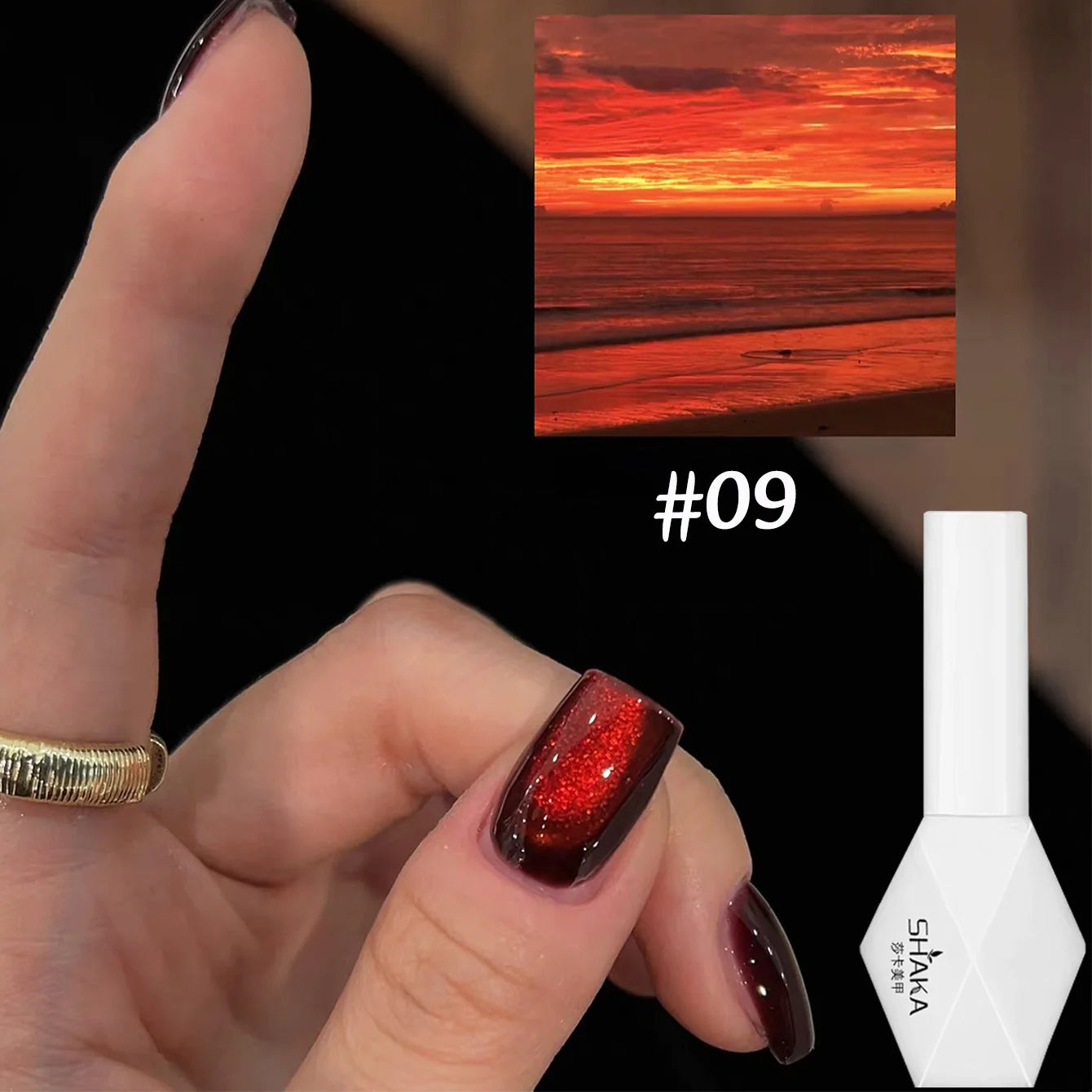 Vernis à ongles 60 variantes                          WS 10ML Sunlight Cat Eye Gel Blanchiment Vin Rouge Couleur Lumière Coucher de soleil Glow Cat Eye Glass Beads Nail Atr