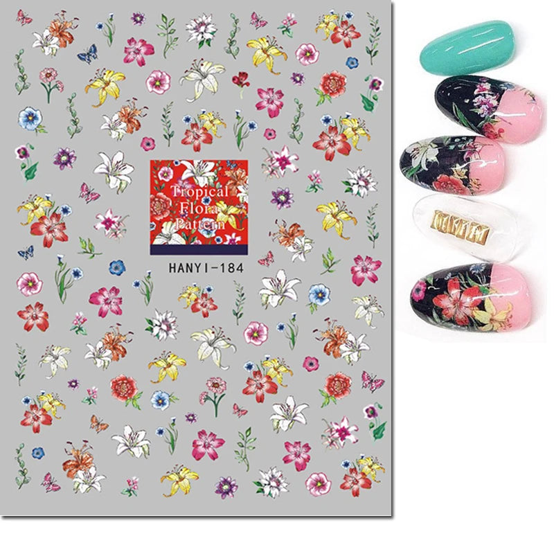 Autocollants 3D pour art des ongles , rose clair, violet, pétales de fleurs, décalcomanies pour décoration de manucure, salon de beauté, été