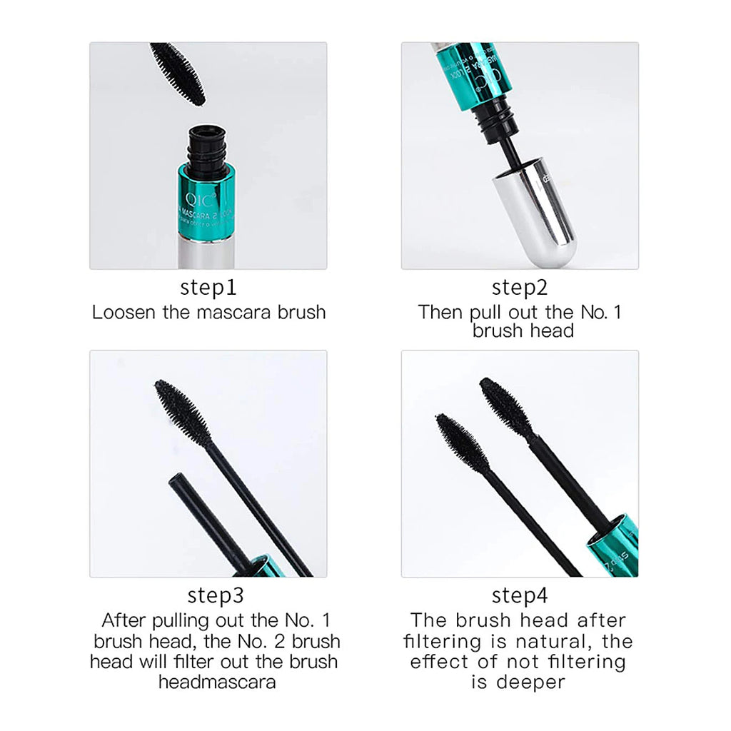 InjFiber-Mascara imperméable double en un, extension de cils, noir, optique, allongement des cils, cosmétiques