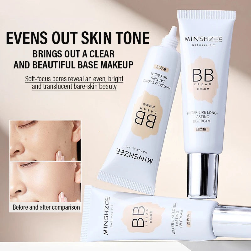 BB crème Fond de teint liquide hydratant, imperméable, longue durée, couleur ivoire, base naturelle, correcteur, maquillage léger et non collant