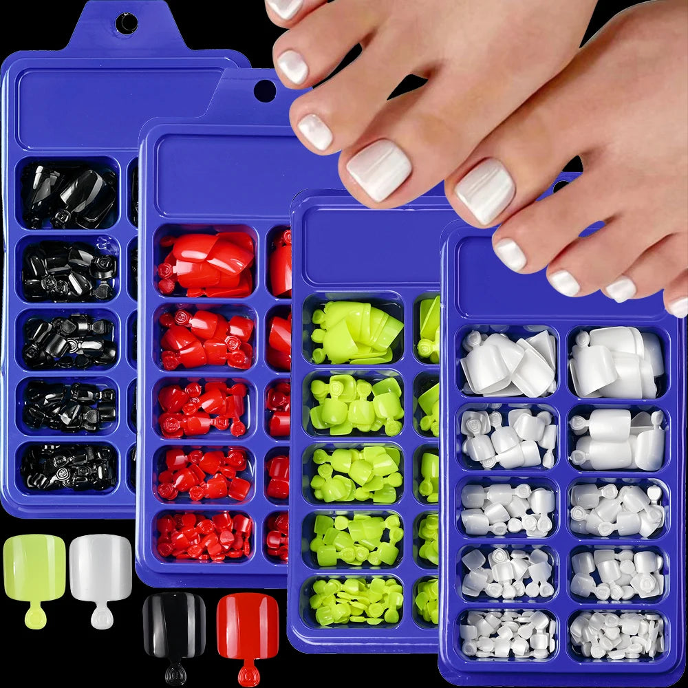 Ongles d’orteils Hotpress     Ongles carrés                  Couverture complète Faux ongles       Conseils pour l’été                 Pointe d’ongle Extension 120 pcs divers couleurs