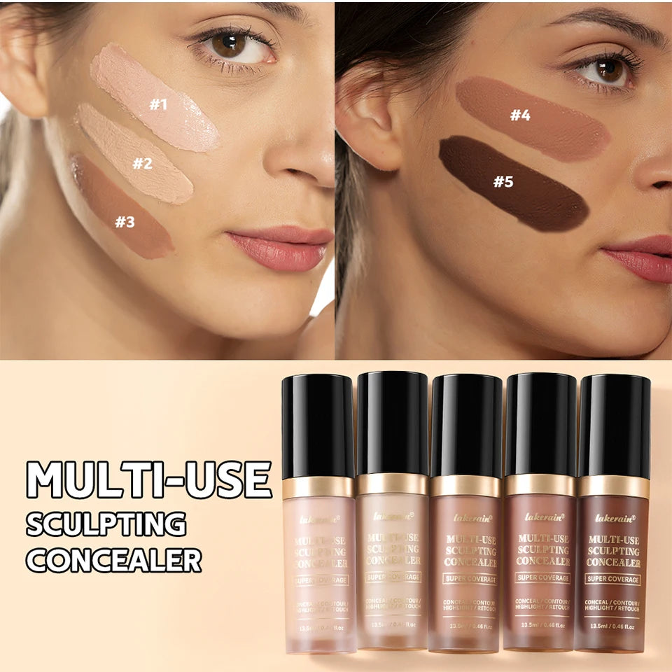 Lakerain – correcteur imperméable, 5 couleurs, fond de teint mat, haute couverture, contrôle de l'huile, pour cicatrices d'acné et cernes, cosmétiques