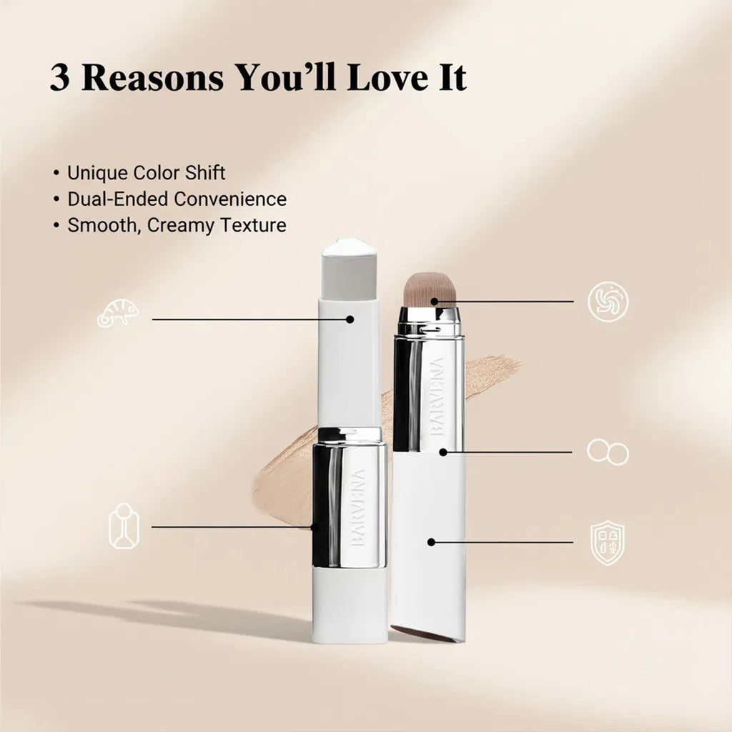 Bâton de fond de teint triangulaire à double extrémité avec pinceau, maquillage imperméable et anti-transpiration, longue durée, créant un effet rajeunissement