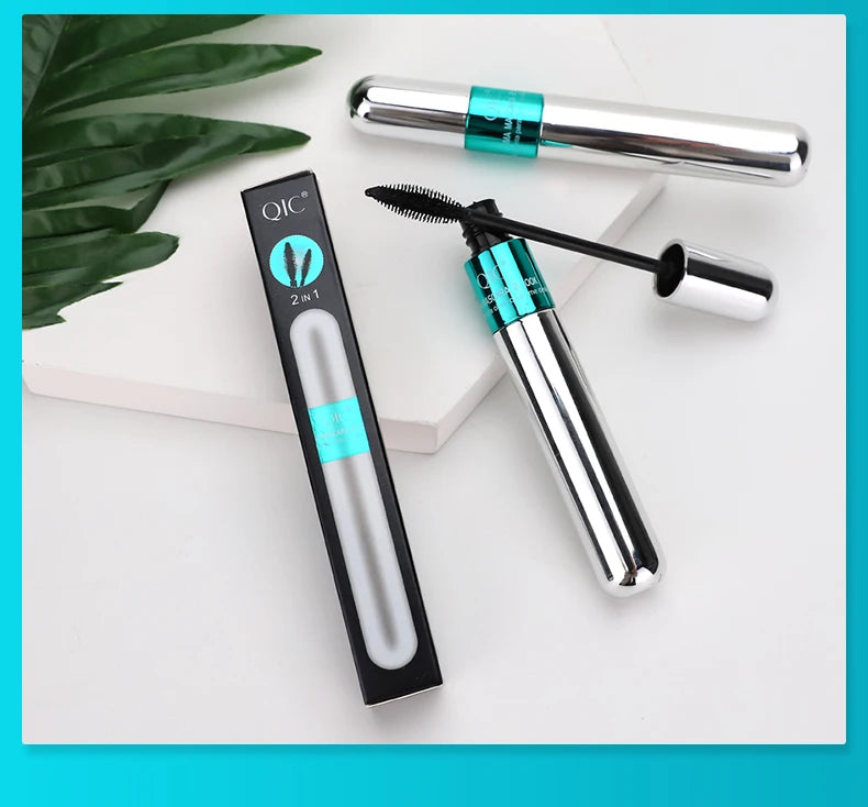 InjFiber-Mascara imperméable double en un, extension de cils, noir, optique, allongement des cils, cosmétiques