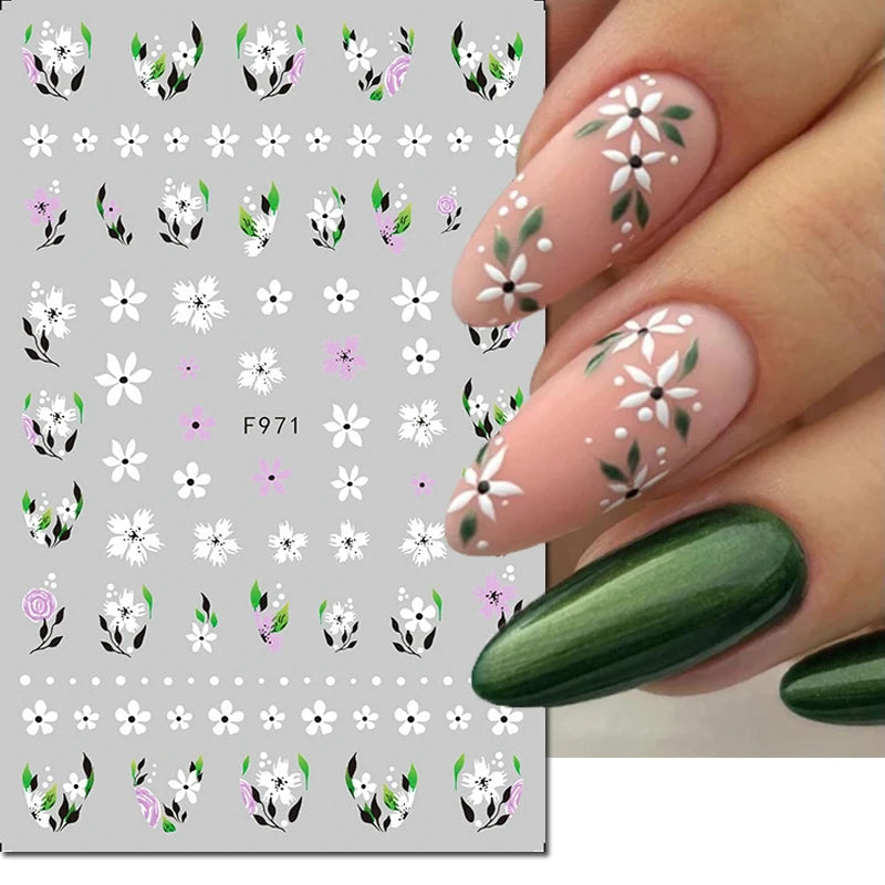 Autocollants 3D pour art des ongles , rose clair, violet, pétales de fleurs, décalcomanies pour décoration de manucure, salon de beauté, été