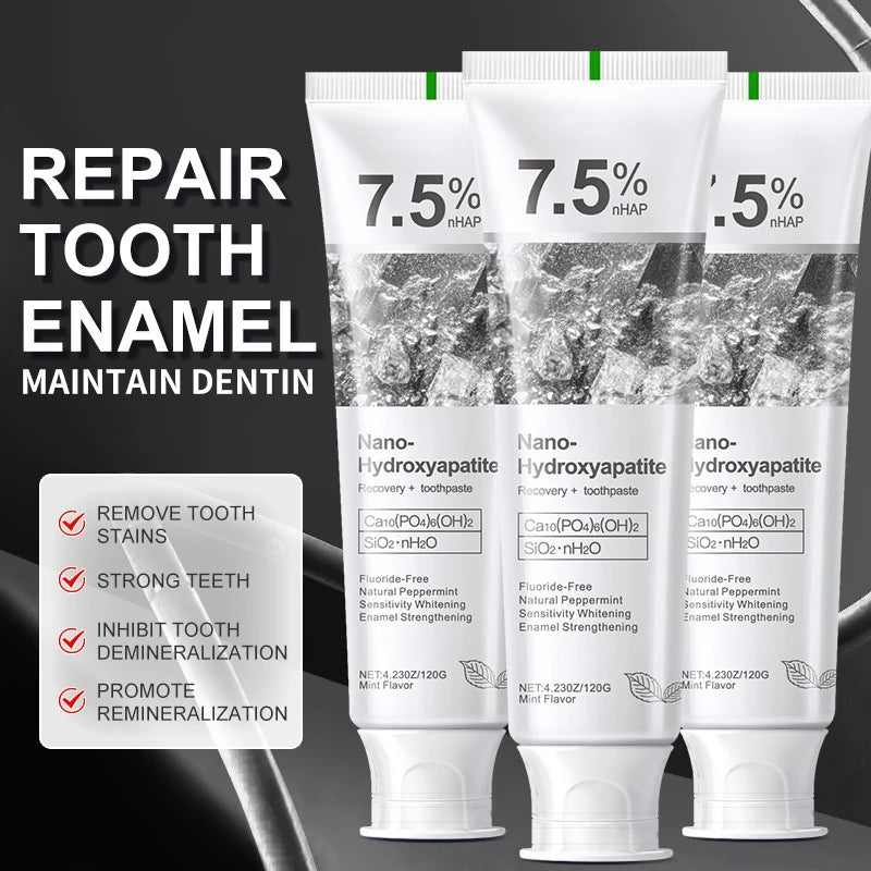 Dentifrice 7,5 % Dentifrice de nano-hydroxyapatite Nouveau dentifrice de nettoyage oral Respiration rafraîchissante Élimination des taches dentaires Utilisation adulte