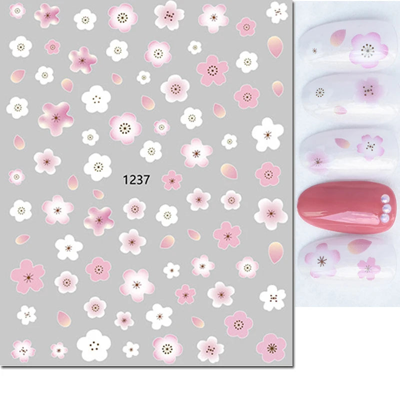 Autocollants 3D pour art des ongles , rose clair, violet, pétales de fleurs, décalcomanies pour décoration de manucure, salon de beauté, été