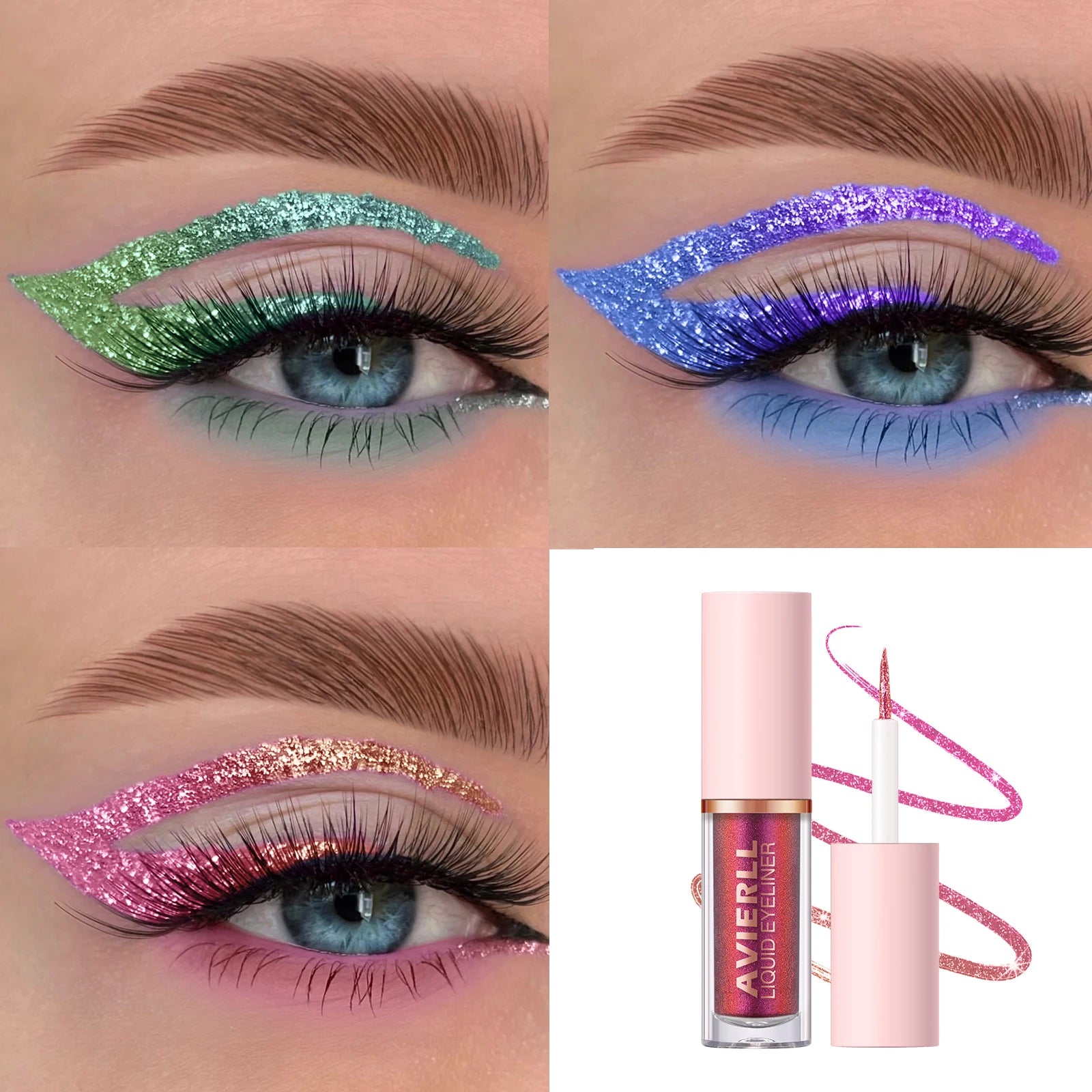 Ensemble d’eyeliners caméléon, 8 couleurs, fard à paupières liquide à paillettes imperméable longue durée, pas de taches, séchage rapide