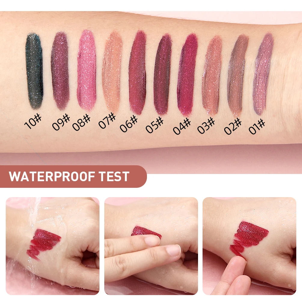 QIBEST diamant liquide rouge à lèvres hydratant longue durée violet scintillant imperméable brillant à lèvres cosmétiques mat paillettes rouge à lèvres