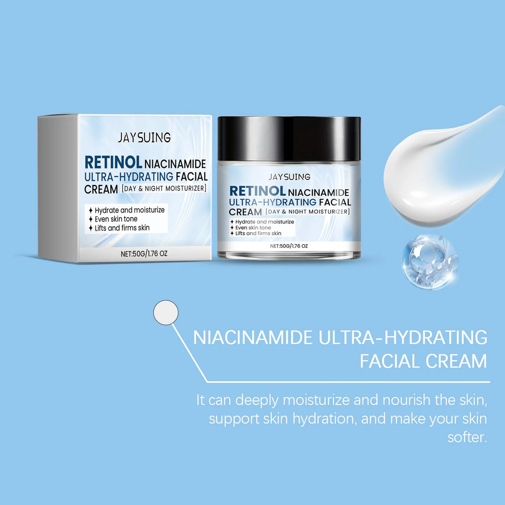 Hydratant pour le visage à la niacinamide, à l'acide hyaluronique, au rétinol, réparateur, barrière cutanée, crème hydratante longue durée de jour et nuit
