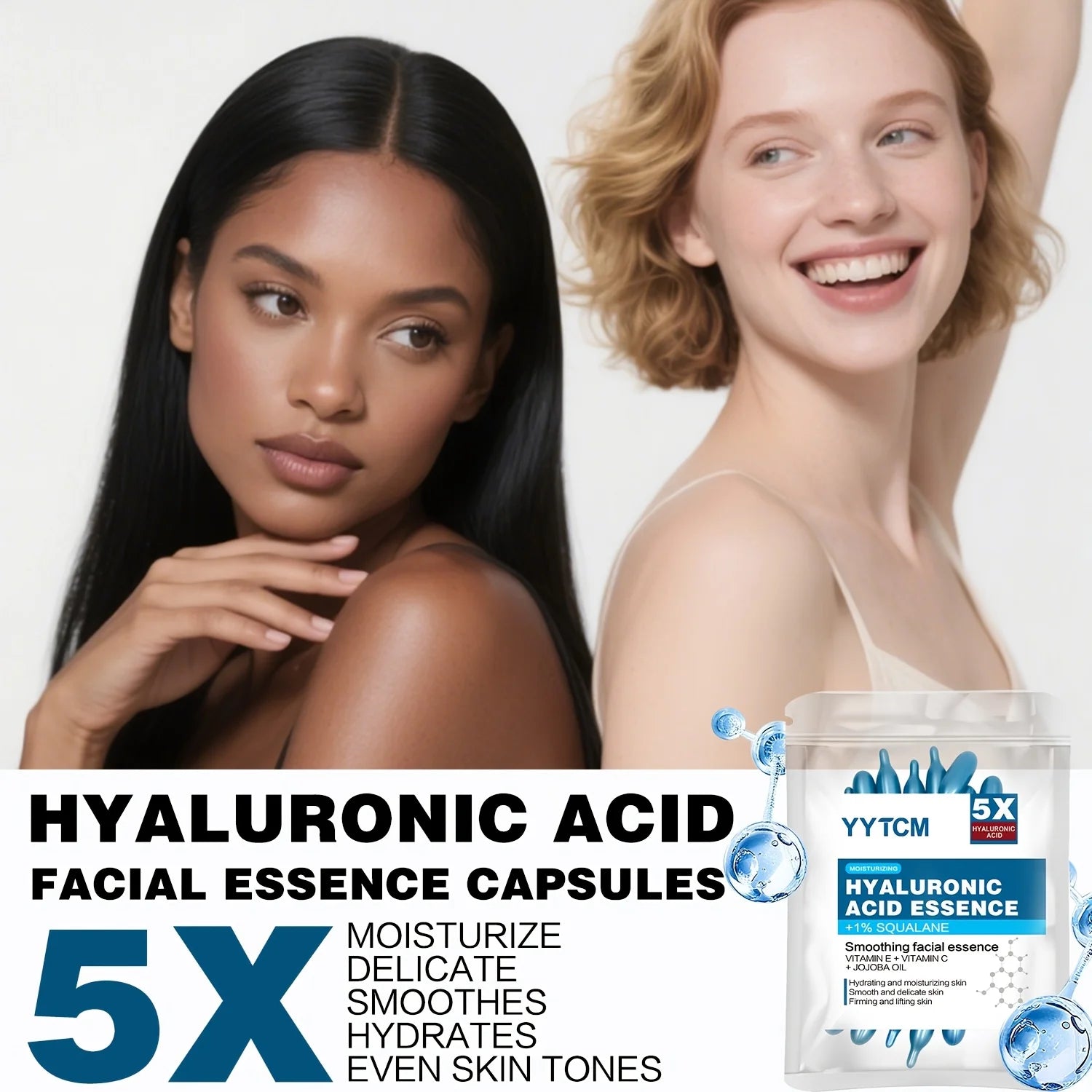 capsule hydratante profonde d'acide hyaluronique, essence cutanée hydratante et éclaircissante (0,4 g x 30 capsules)/sac -1 sac