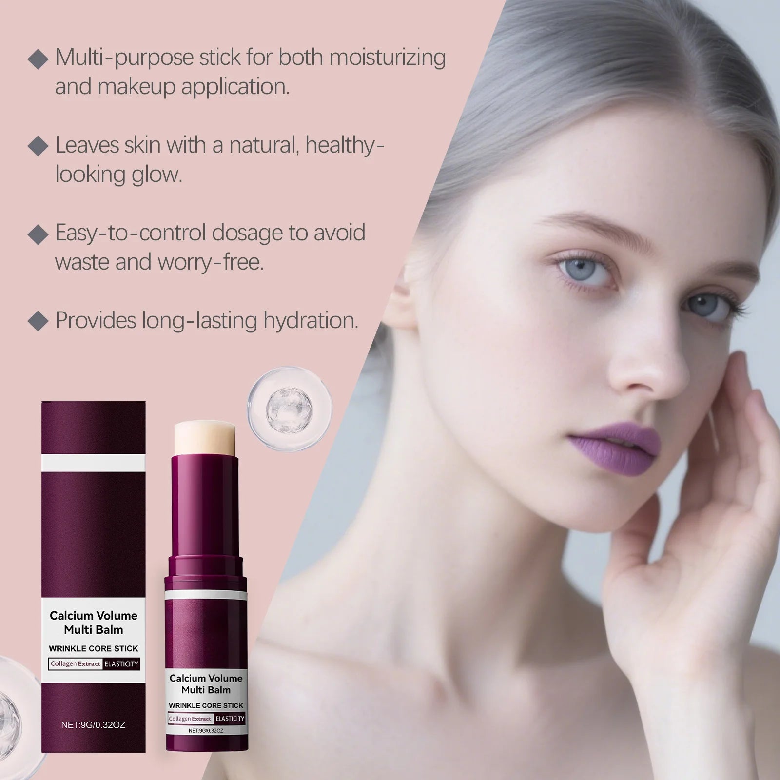 Baume Multi-Usages au Calcium Hydratant Anti-Âge Atténue les Rides Raffermissant Éclaircissant Nourrissant au Collagène Stick Hydratant