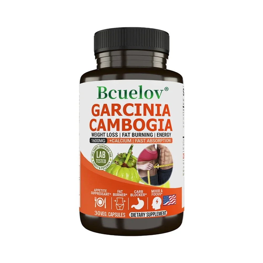 Capsule Bcuelov Garcinia Cambogia pour femmes et hommes, combustion des graisses, nettoyage intestinal, supplément de gestion du poids, NON-GMO