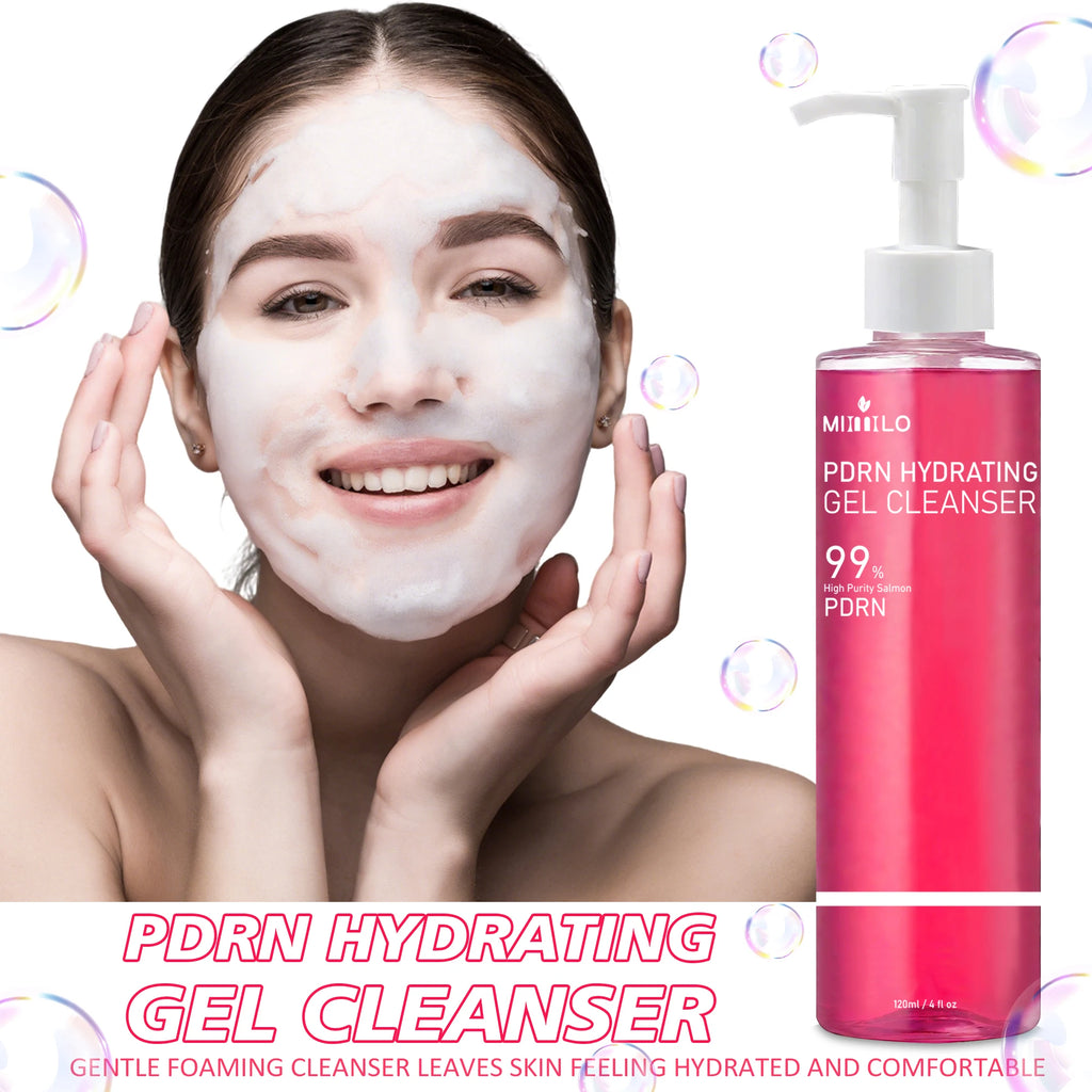 DNA PDRN Gel nettoyant pour la mousse rose de saumon, contenant du PDRN, contrôle l’huile, élimine les points noirs, nettoie en profondeur, n’est pas irritant