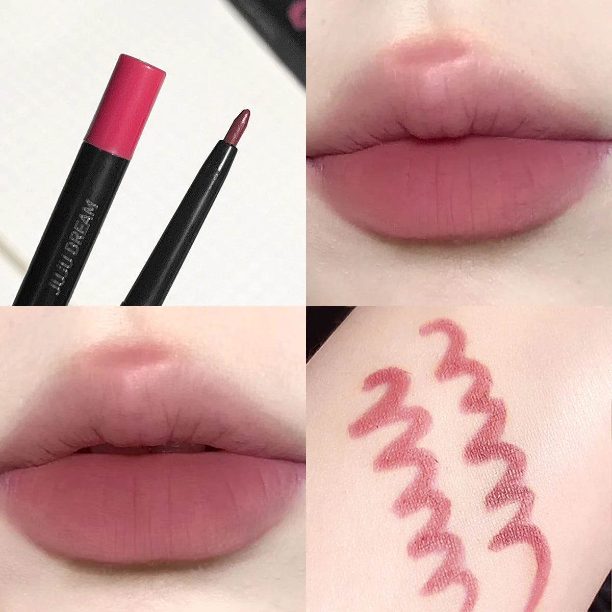 Crayon à lèvres coloré, pêche brun baie, tasse antiadhésive nude durable, rouge à lèvres tenant un crayon à lèvres de maquillage, couleur lisse trois dimensions