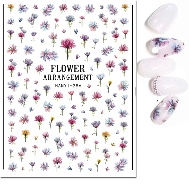 Autocollants 3D pour art des ongles , rose clair, violet, pétales de fleurs, décalcomanies pour décoration de manucure, salon de beauté, été