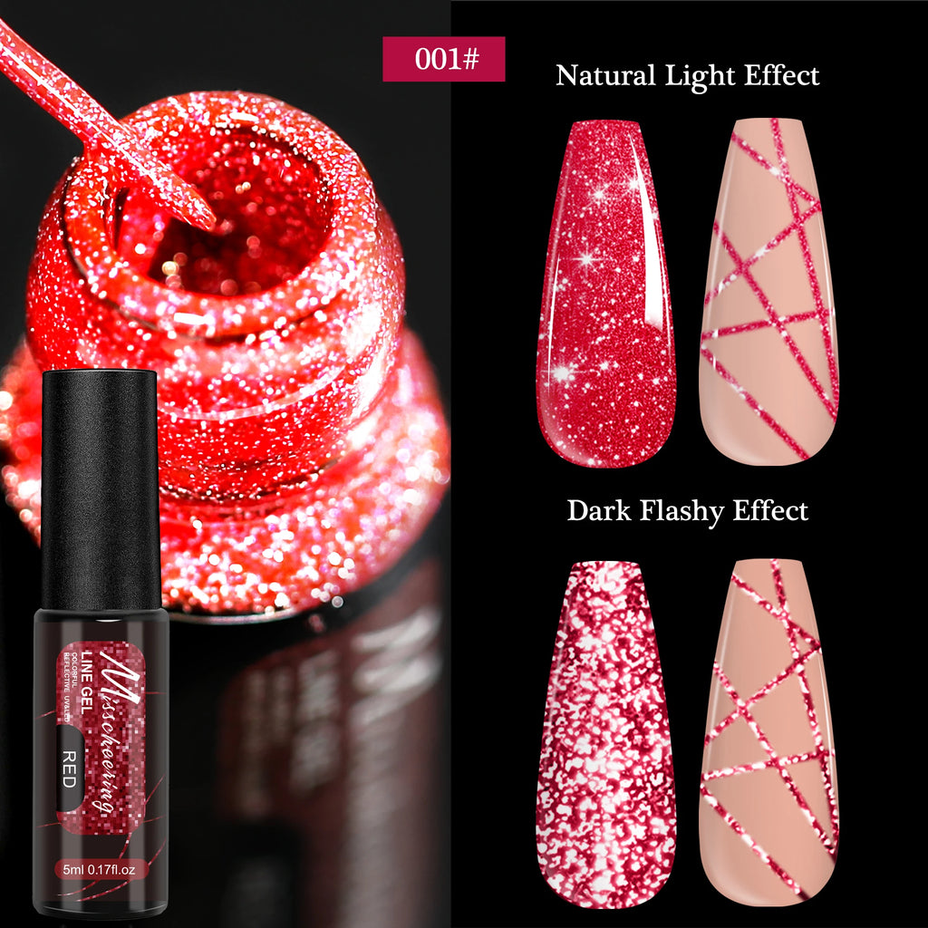 Gold Silver Glitter Liner Gel Nail Polish Super Bright Sparkling Glow In Dark French Line Semi Permanent Nail Painting UV Gel