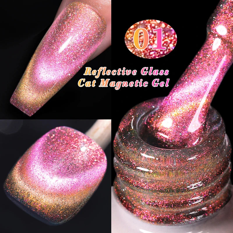BORN PRETTY 10ml Gold Water Light Cat Magnetic Gel Polish Spaking Glitter Crystal Black Soak Off UV LED Vernis Manucure