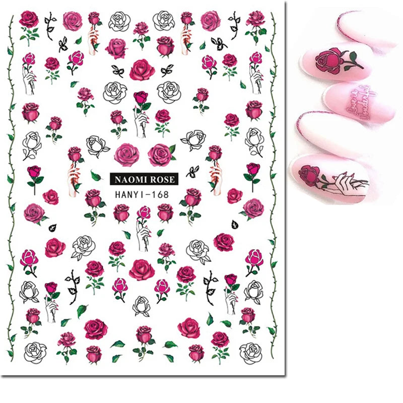 Autocollants 3D pour art des ongles , rose clair, violet, pétales de fleurs, décalcomanies pour décoration de manucure, salon de beauté, été