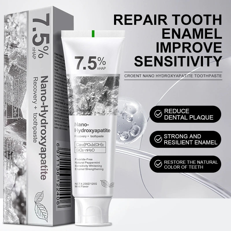Dentifrice 7,5 % Dentifrice de nano-hydroxyapatite Nouveau dentifrice de nettoyage oral Respiration rafraîchissante Élimination des taches dentaires Utilisation adulte